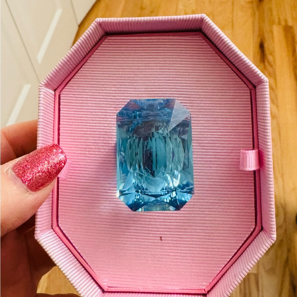 Atelier Swarovski crystal Lucent blue cocktail ring octagon